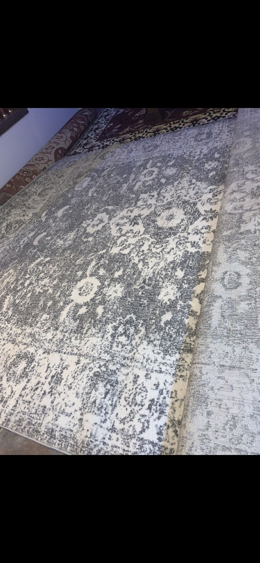 2 Gray Area Rugs 8x10 & 3 Runners 2x6