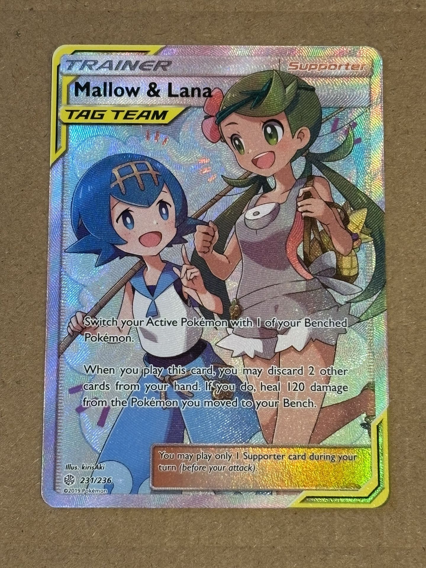 Pokemon Cosmic Eclipse Mallow & Lana Full Art Trainer Mint