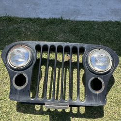Jeep Cj7 Front Grill W/ Headlights And Bezels 76-86 Black