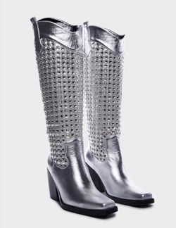 SIMMI Benton-1 Cowboy Boots Silver - Size US 8