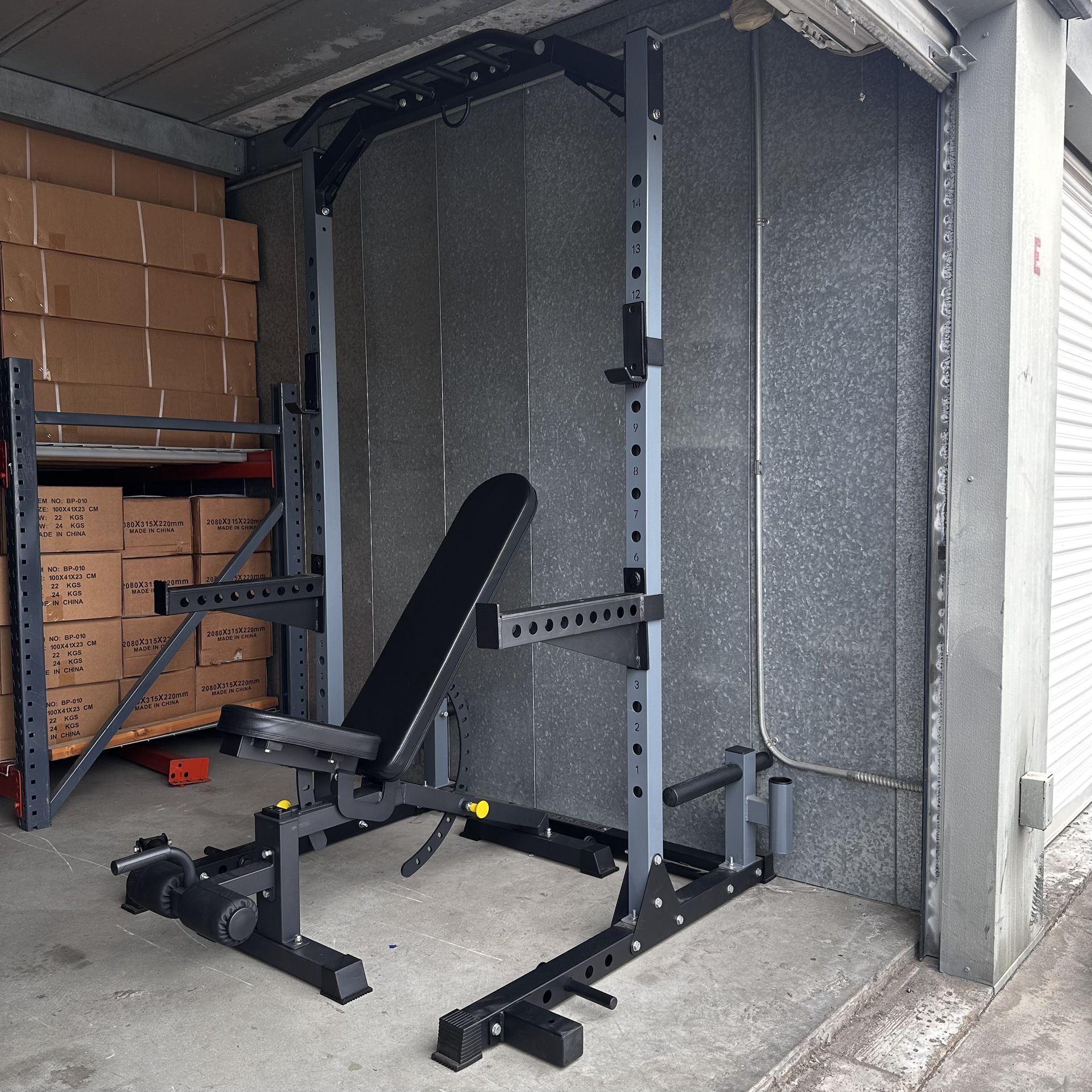Brand New Squat Rack Bench Press + Adjustable Weight Bench Home Gym Equipment 