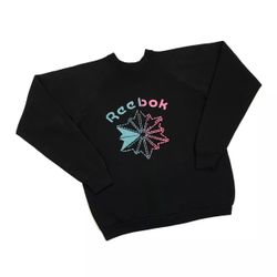 VINTAGE REEBOK SWEATSHIRT LARGE L MENS BLACK CREWNECK PULLOVER BIG LOGO IVERSON