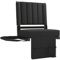 Besunbar Stadium Seat for Bleachers with Back Support and Wide Padded Cushion Stadium Chair, Includes Shoulder Strap and Cup Holder