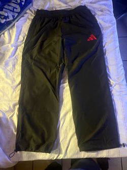 NWT Adidas Men’s Black Athletic Track Pants Red Logo Bungee Hem - Size 2XL