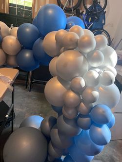 Blue White Gray Balloon Garland