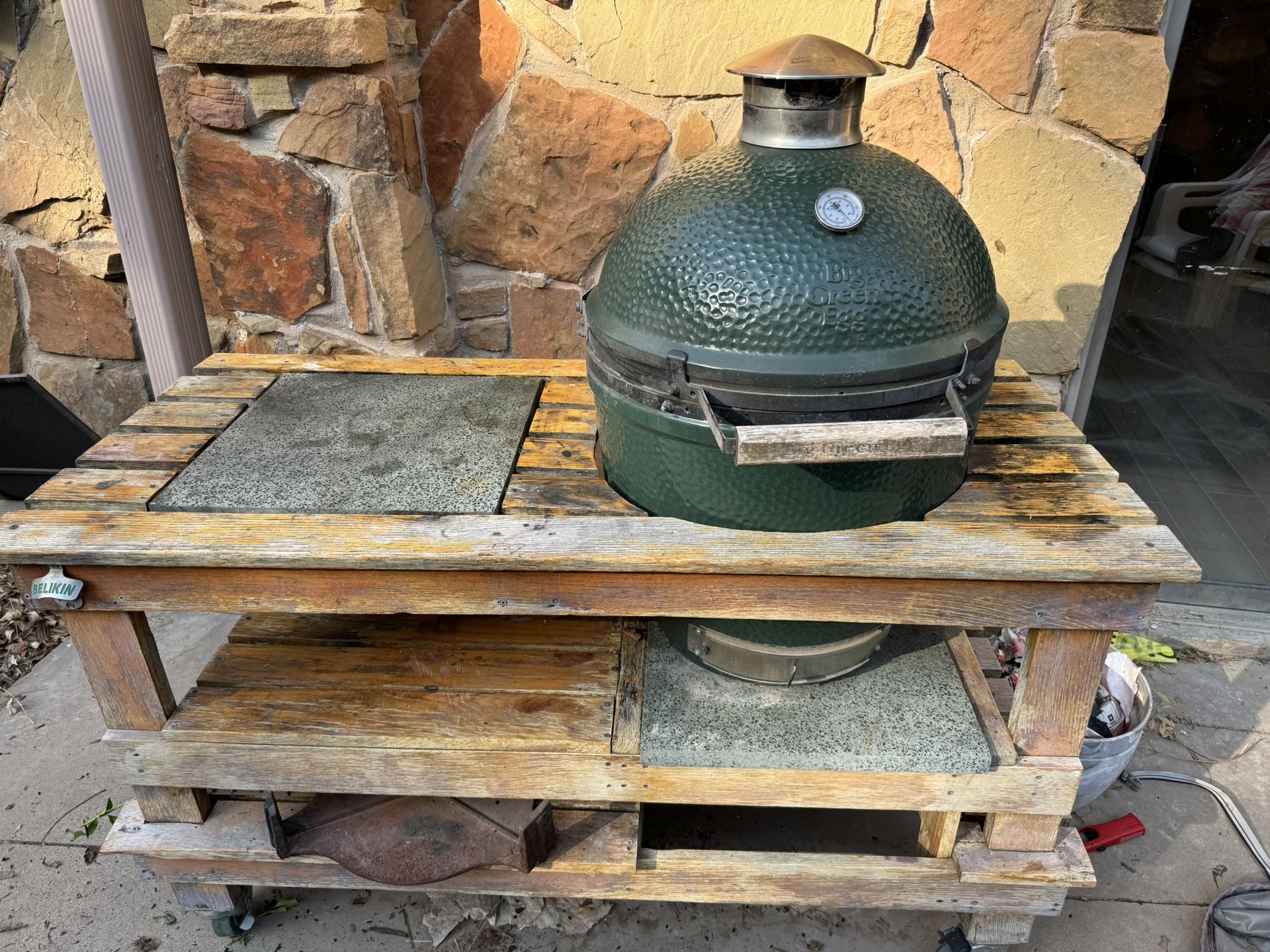 Large Big Green Egg With Custom Table