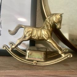 Antique Brass Rocking Horse With Music Box 
