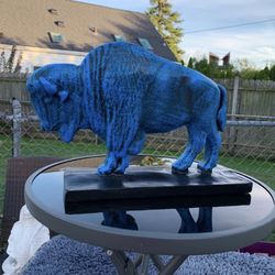 The Old Blue Buffalo Statue
