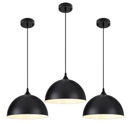 Pindodo Black Pendant Light,11.8" Industrial Dome Pendant Lights Kitchen Island,Adjustable Farmhouse Hanging Lamp 3-pack