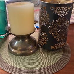 Silver Plated. Candle Holder/ Pillar Cable & Sunflower Cover