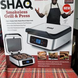 Shaq Smokeless Grill &Press 3 In 1 Contact Grill