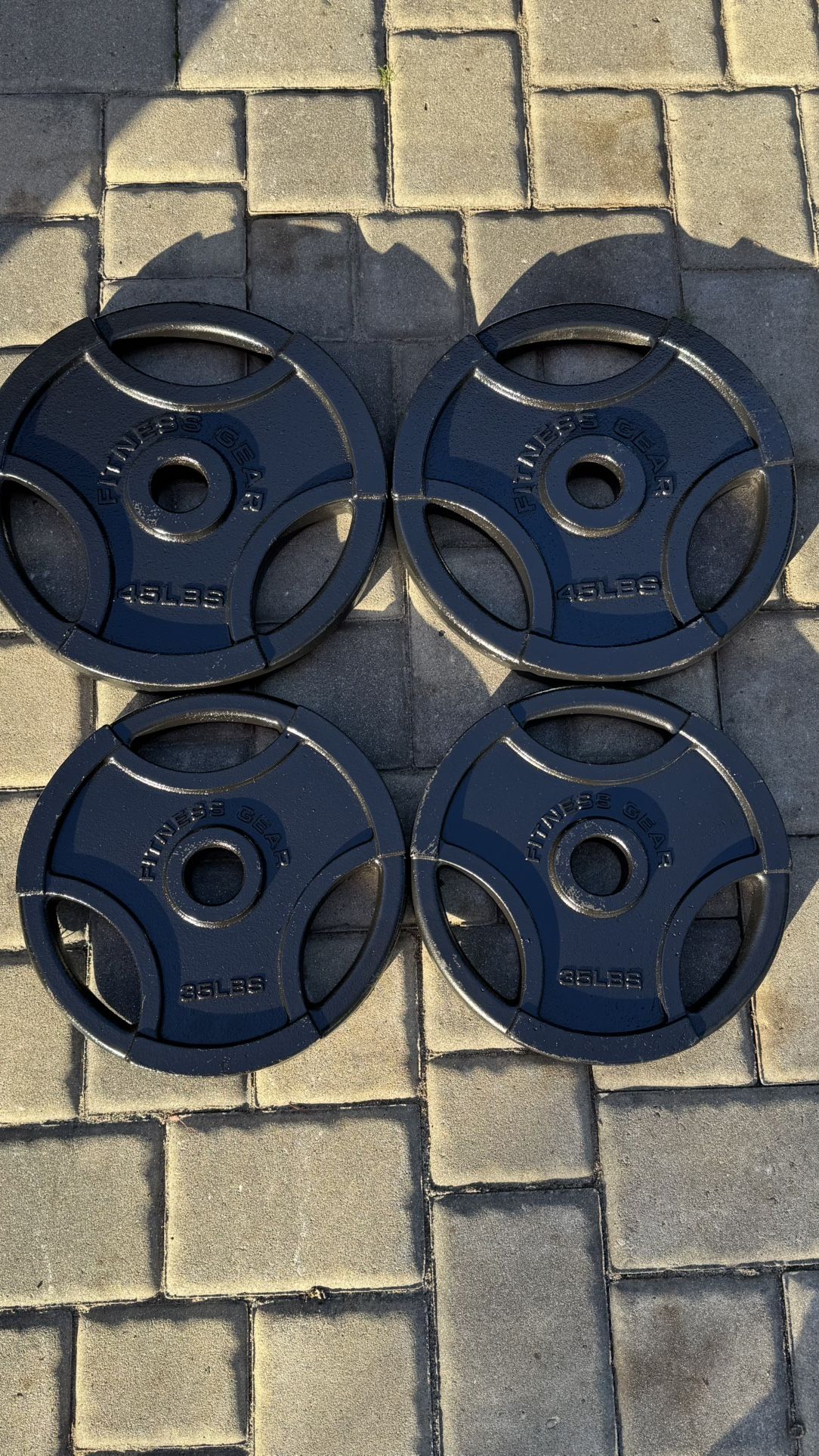 Pair Of 35 And 45 Pound Fitness Gear Olympic Weights