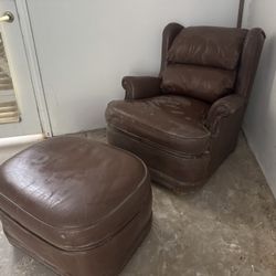 Leather Chair Ottoman 