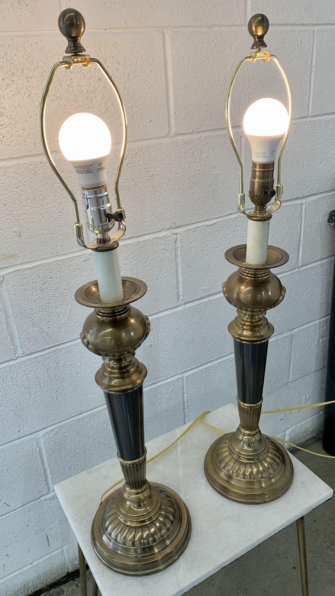 Vintage solid brass table lamps by Bill Blass