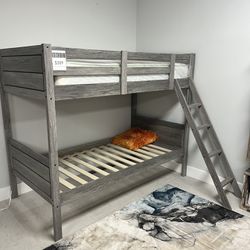 Grey Twin Over Twin Bunk Bed 🔥buy Now Pay Later 