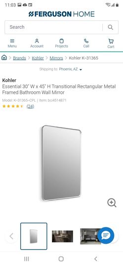 KohlerEssential 30" W x 45" H Transitional Rectangular Metal Framed Bathroom Wall Mirror