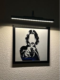 John Wick Frosted Glass Painted Mirror – Handmade Wall Art