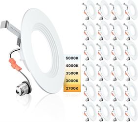 Ensenior 5/6 Inch LED Recessed Can Lights, 5CCT, 9W, 1000LM, 20 Pack -NEW (3492/18)
