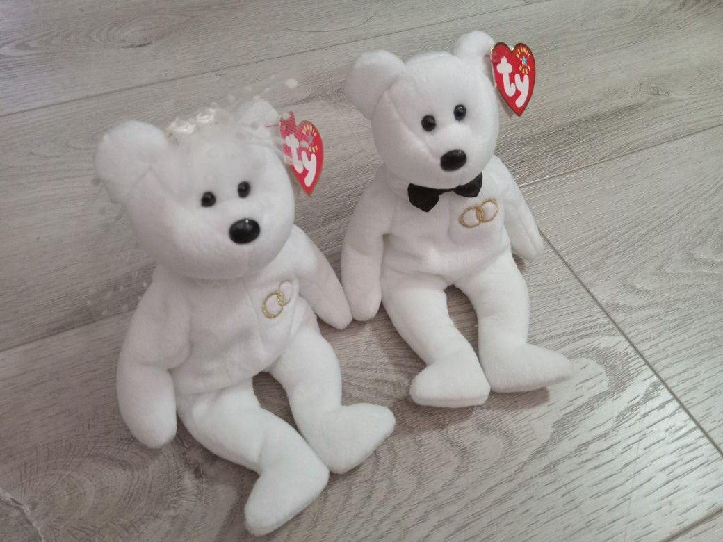 Ty Beanie Babies Mr. & Mrs. 2001 Wedding Bears