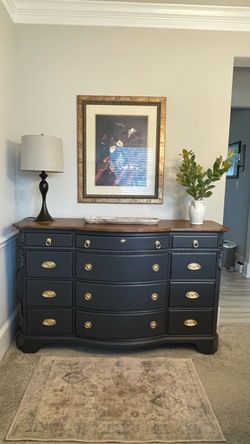 Charcoal Gray Dresser with Gold Hardware