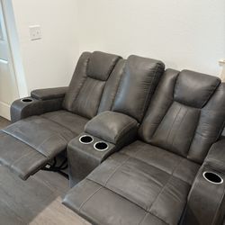 Reclining Rocking Sofa with USB Ports 