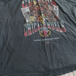 1991 Chicago Bulls NBA Championship Black Shirt Reprint size Medium Tee