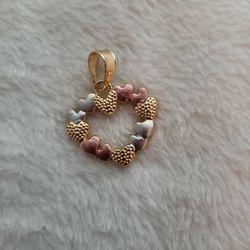 Tri Color  Heart Charm 