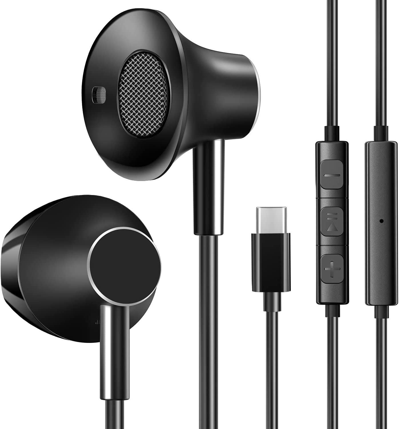 USB Type C Earbuds Headphones Bass in Ear Earphones with Microphone Stereo Earbud with Mic and Volume Control Compatible with Samsung, Google Pixel 2/