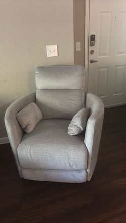 Gray Fabric Recliner Chair with Arm Pillows