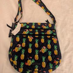 New Vera Bradley Navy/Pineapple Print Crossbody