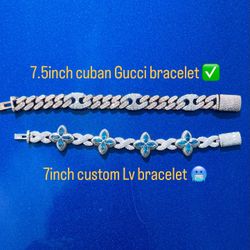 Cuban Gucci Bracelet & Custom LV Bracelet