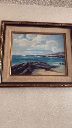 Framed  Oil Painting Coastal Seascape