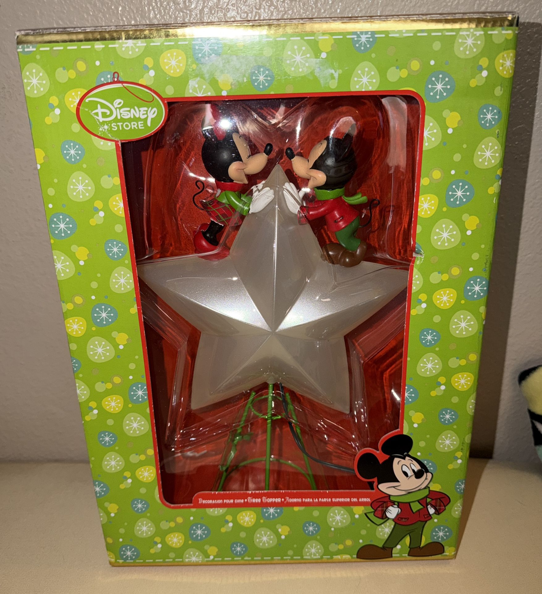 NEW Disney Store Mickey and Minnie Star Christmas Tree Topper RARE