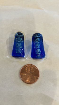 Blue Glass pierced earrings