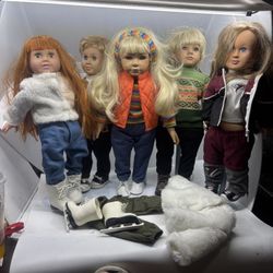 18” Dolls Heidi Ott Battat Tollytots w/ Winter Outfits Ice Skates Clothes