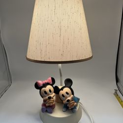 Vintage 1984 Walt Disney "Disney Babies" Mickey and Minnie Mouse nursery 3-way table lamp.