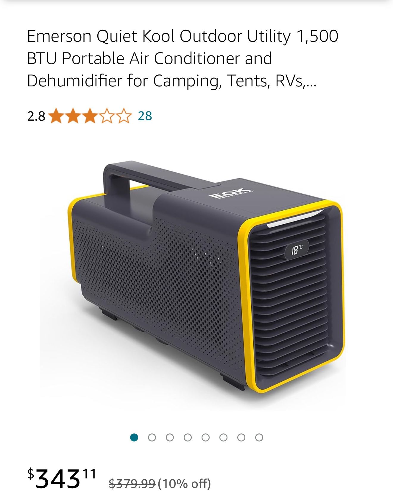 Emerson Quiet Kool 1,500 BTU Portable Air Conditioner & Dehumidifier – Camping, RV, Tents Use