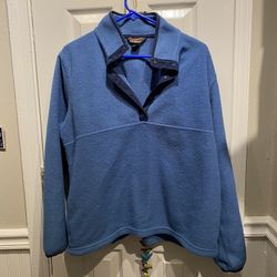 LL Bean Ladies Regular Large Blue Fleece Pullover