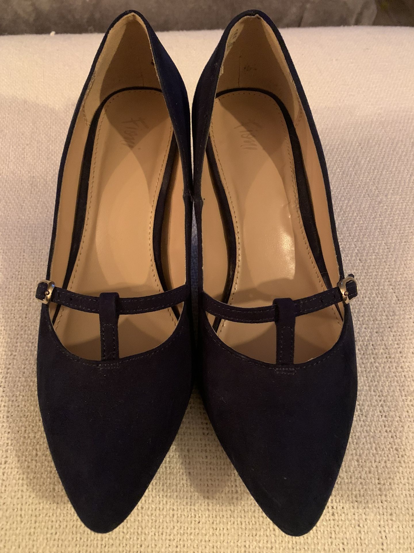 Navy blue heel shoes size 7.5 by Fioni