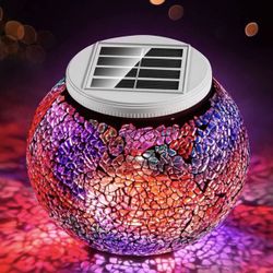 Solar Glass Garden Light, Solar Decor light, Solar Ball light, Mosaic Color-Changing Solar Table Light, Waterproof Led Night Light for Party, Patio, G