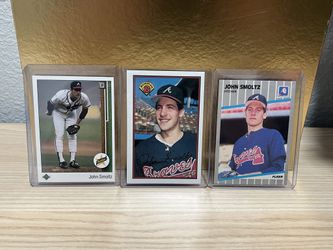 HOF John Smoltz Rookie Baseball Cards (1989 Upper Deck, Fleer and Bowman) 🔥🔥 Sharp Cards!!  