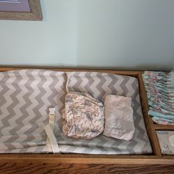 Oak Changing Table Tray with Pad and Covers
