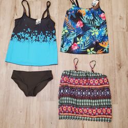 New! B2PRITY 4 Piece Tankini Swim Suit Mix & Match Set Size Large NWT 