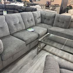 Grey Fabric L Shaped Sectional 