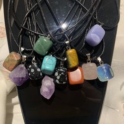 Different Gemstones, Beads & Crystal Pendant Necklaces - Each 10$