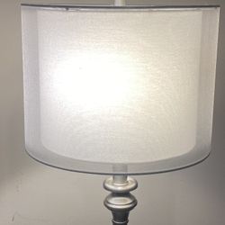 Euro Design Modern Table Lamp With Double Layer White Sheer Lampshade H26"