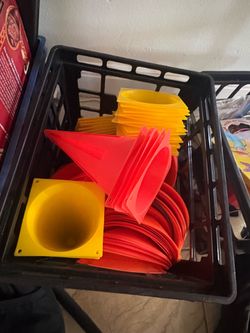 Cones, and flat cones for soccer training