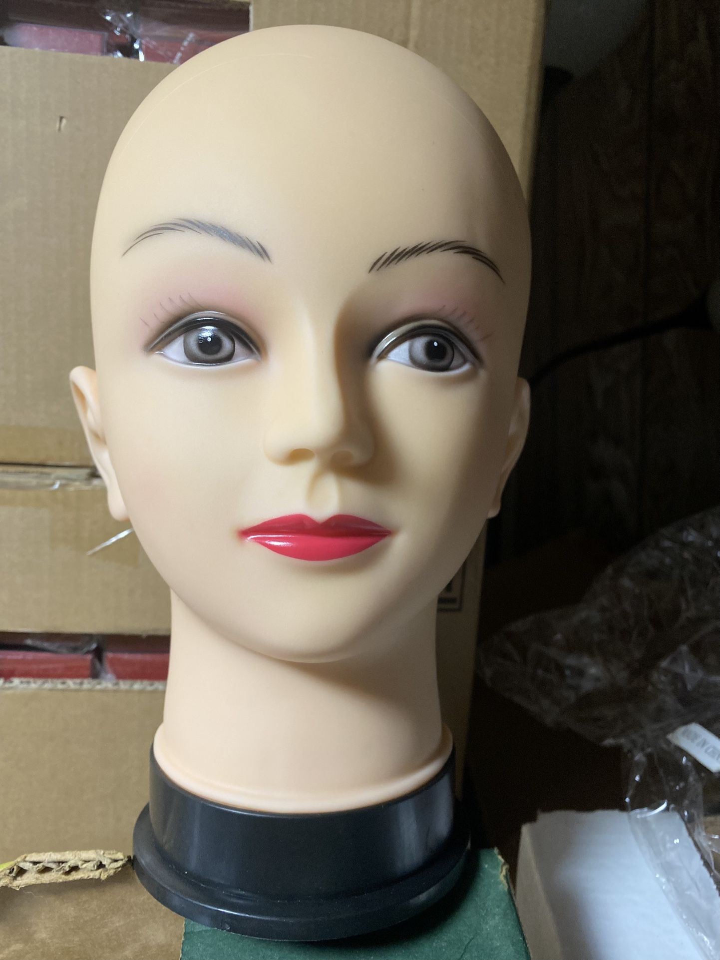 BEAUTY Bald Mannequin Head Beige Female Professional Cosmetology for Wig Making, Display wigs, eyeglasses, hairs with T pins 22"