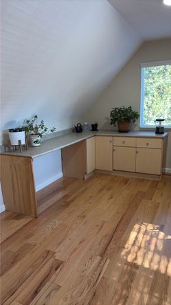 L-Shaped Wood Desk with Cabinet Storage