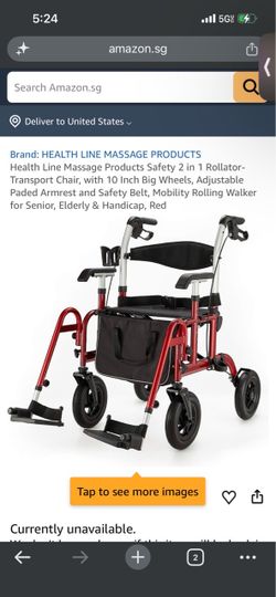 2 in 1 Rollator-Transport Chair w/Paded Seatrest, Reversible Backrest and Detachable Footrests